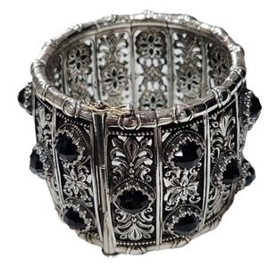 Konstantino Black Onyx 925 Silver Cuff Bracelet
